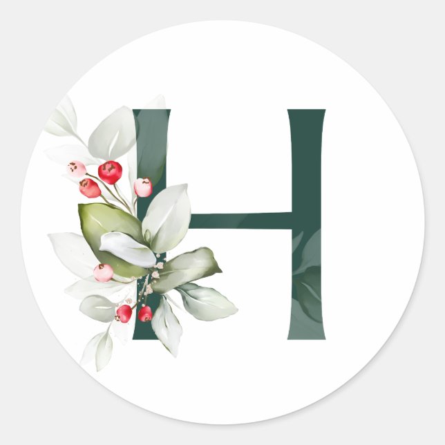 Adesivo Férias de inverno MONOGRAMA bagas de poinsettia ve (Frente)