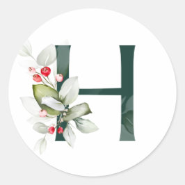 Adesivo Férias de inverno MONOGRAMA bagas de poinsettia ve