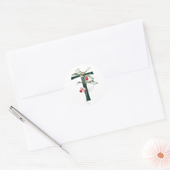 Adesivo Férias de inverno MONOGRAMA bagas de poinsettia ve (Envelope)