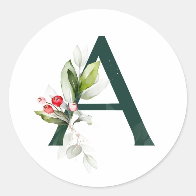 Adesivo Férias de inverno MONOGRAMA flores de poinsétia ve (Frente)