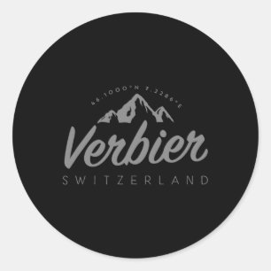 Adesivo Férias de montanha em Verbier esquiando Suíça 