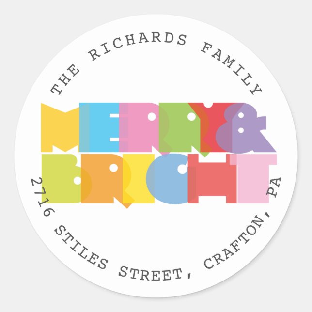 Adesivo Férias de Natal Alegres e Brilhantes Endereço de R (Frente)