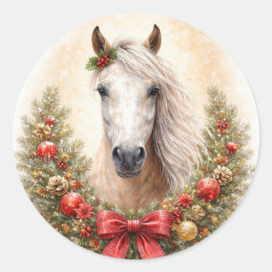 Adesivo Férias de Natal Cavalo Bonito e Grinalda