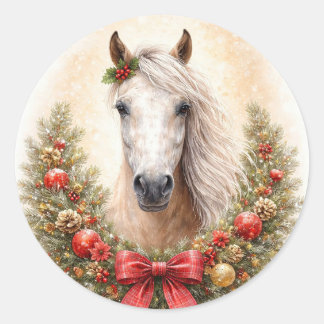Adesivo Férias de Natal Cavalo Bonito e Grinalda