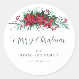 Adesivo Férias de Natal da família festiva Poinsettia