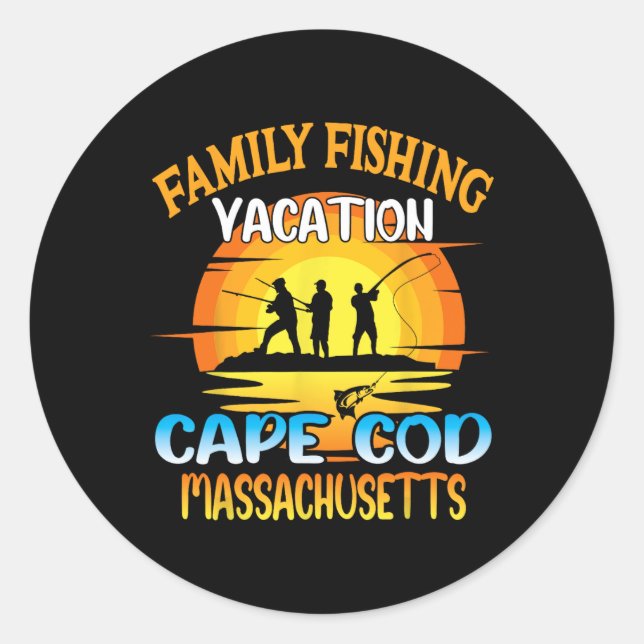 Adesivo Férias de Pesca Familiar de Cape Cod Machusets (Frente)