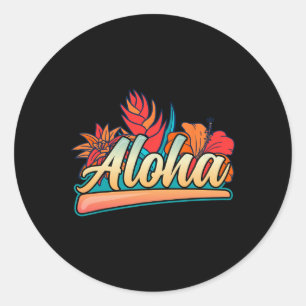 Adesivo Férias de surfe na praia tropical de Hibisc Aloha