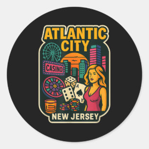 Adesivo Férias em Atlantic City Nova Jersey Cassino Jogos
