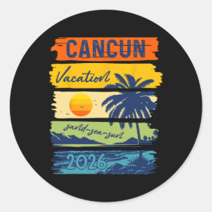 Adesivo Férias em Cancun 2026 Mar Areia Praia Viagem de Ve