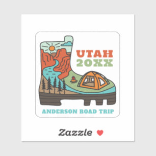 Adesivo Férias em Família em Utah, Viagem de Carro, Campin