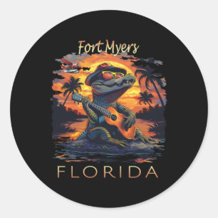 Adesivo Férias em Fort Myers Flórida Jacaré Fofo