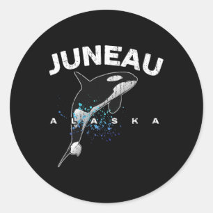 Adesivo Férias em Juneau Alasca Amante de Baleia Orca Assa