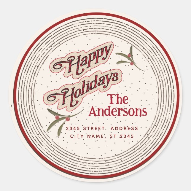 Adesivo Férias Felizes botânico vintage azevinho  (Frente)