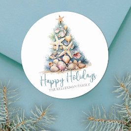 Adesivo Férias felizes da praia da Árvore de Natal