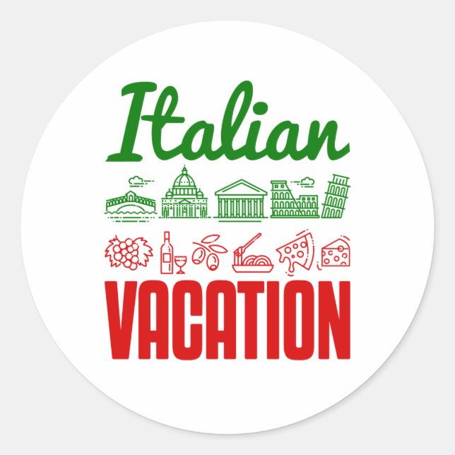 Adesivo Férias Italianas Trip Viagem Souvenir (Frente)