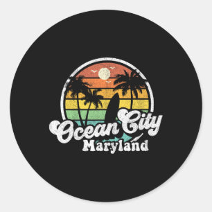 Adesivo Férias na Praia de Ocean City Maryland Surf Retro