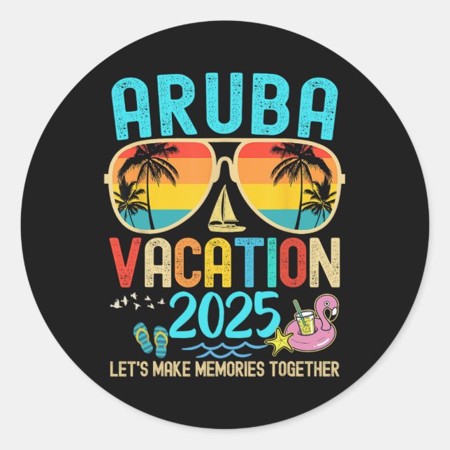 Adesivo Férias Retro Aruba 2025 Correspondendo Amigos da F (Frente)