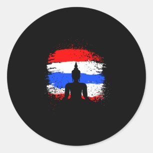 Adesivo Férias retrô buda tailandês bandeira da Tailândia