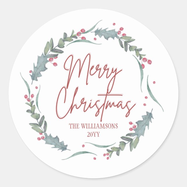 Adesivo Ferida de aquarela de Natal feliz (Frente)