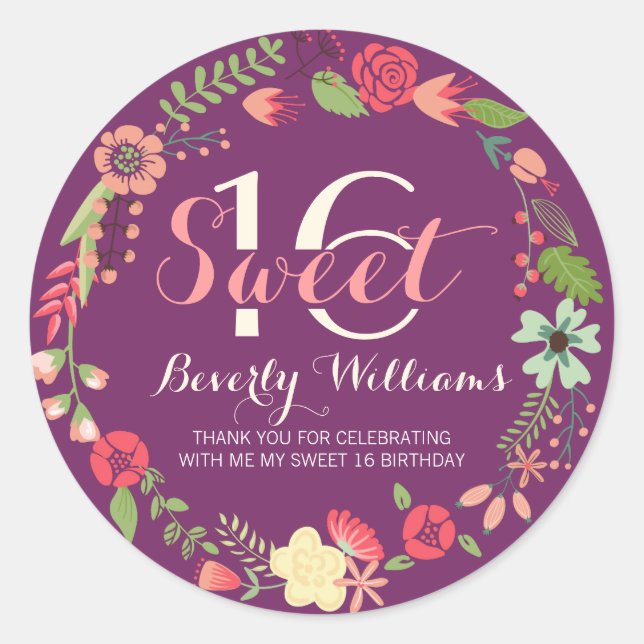 Adesivo Ferida Floral Colorida Sobre Sweet Roxo 16 (Frente)