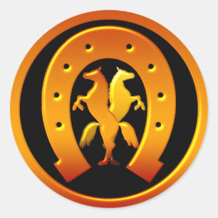 Adesivo Ferradura e cavalos dourados