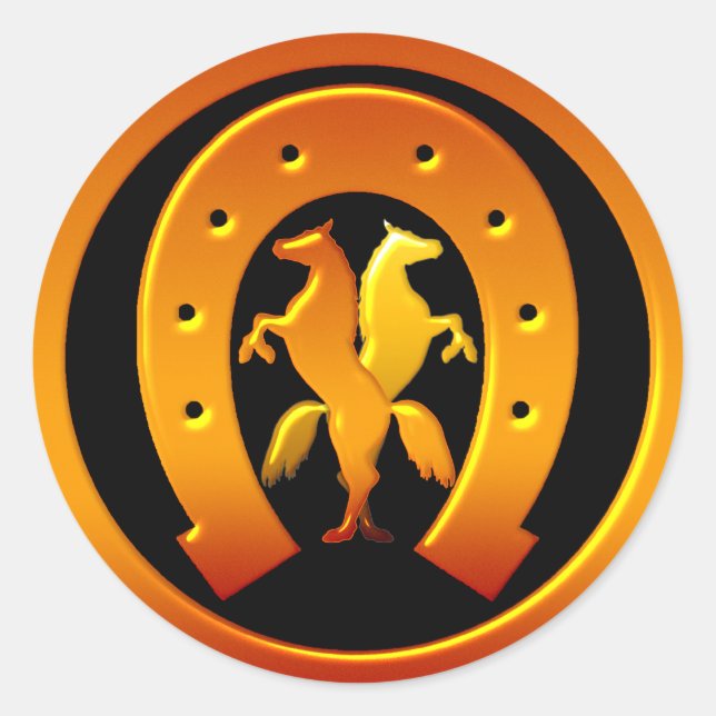 Adesivo Ferradura e Cavalos ouros (Frente)