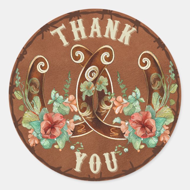 Adesivo Ferradura no País e Flores Obrigado Sticker (Frente)