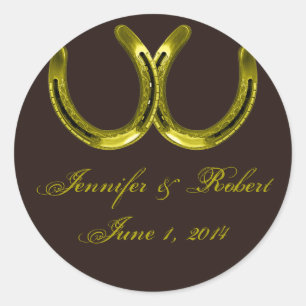 Adesivo Ferraduras douradas no selo do envelope de Brown