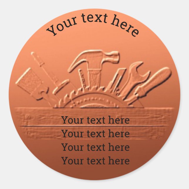 Adesivo Ferramentas Arte Personalizável (logotipo) Design  (Frente)