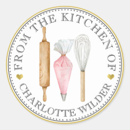 Adesivo Ferramentas de padeiro de pastelaria de aquarela