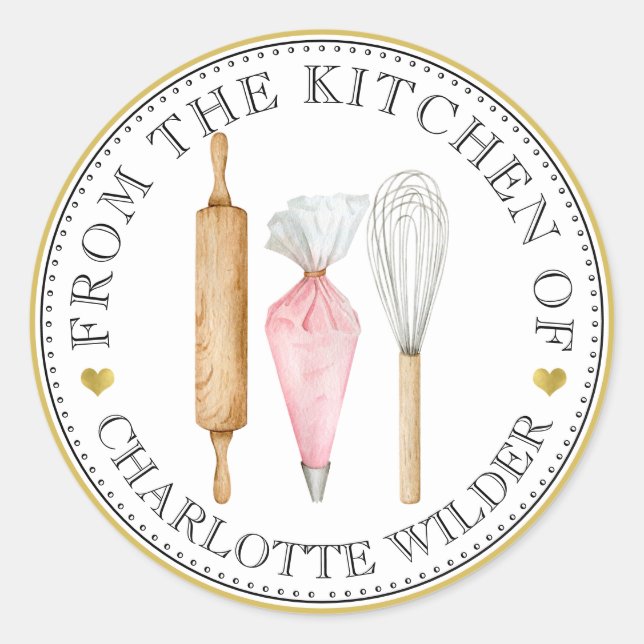 Adesivo Ferramentas de padeiro de pastelaria de aquarela (Frente)