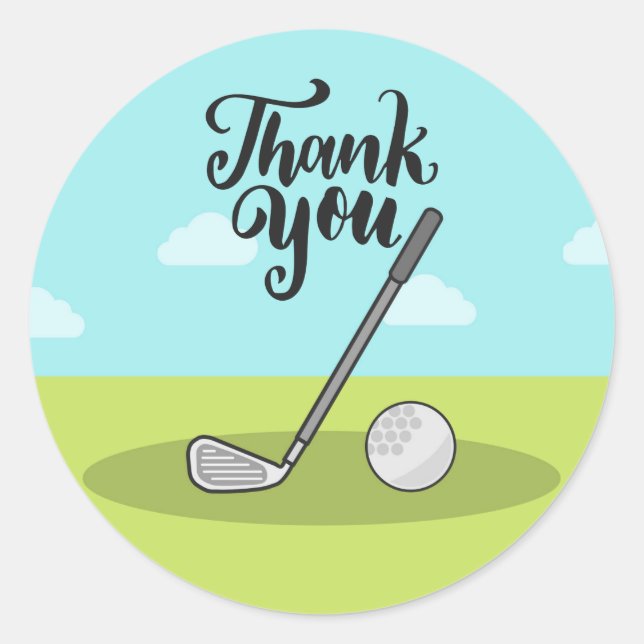 Adesivo Ferro de golfe e bola sobre fundo azul verde (Frente)
