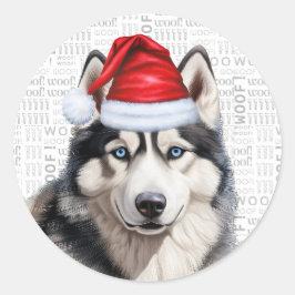Adesivo Feserian Siberian Husky e Woody Word Art Natal