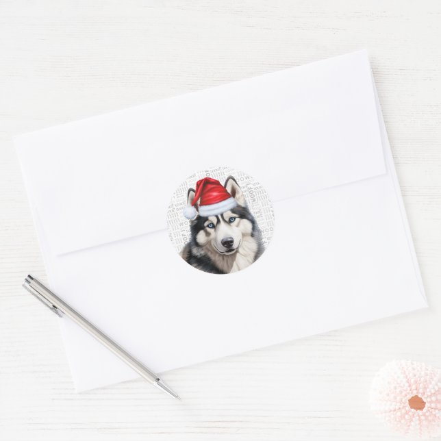 Adesivo Feserian Siberian Husky e Woody Word Art Natal (Envelope)
