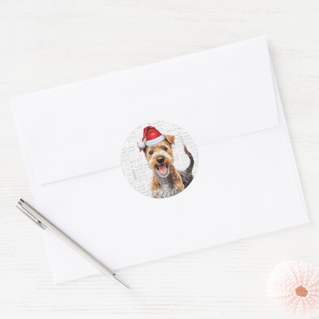Adesivo Feset Lakeland Terrier Woof Word Art Natal (Envelope)