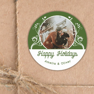 Adesivo FesHappy Holidays Foliage Foto do Casal Verde