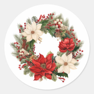 Adesivo FesNatal Poinsettia e Berries Wreath