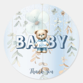 Adesivo Festa Bela Floral Azul Urso Vermelho