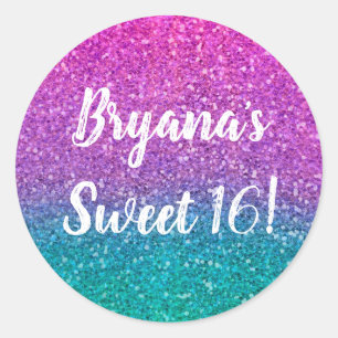 Adesivo Festa Brilhante Rosa Azul Turquesa e Roxo Purpurad