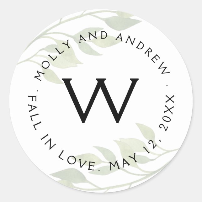 Adesivo festa/casamento da folha de folhagem verde (Frente)