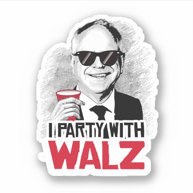 Adesivo Festa com Tim Walz (Frente)