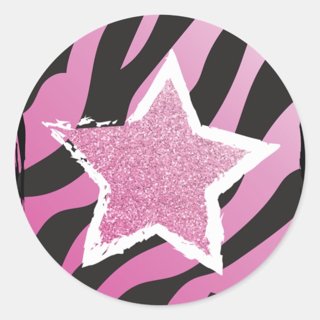 Adesivo Festa como Rockstar - Glitter Star Sticker Rosa (Frente)