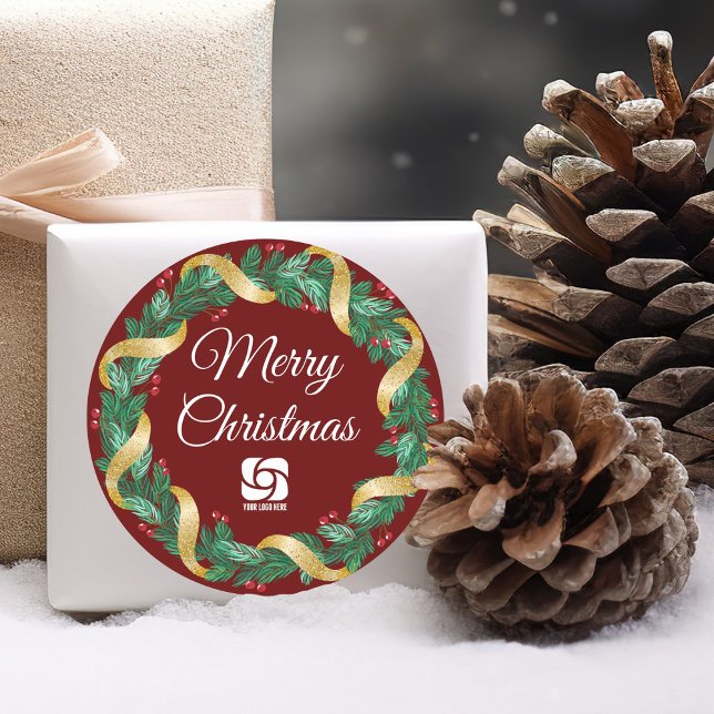 Adesivo Festa da Companhia Personalizada de Wreath Red Mer (Criador carregado)