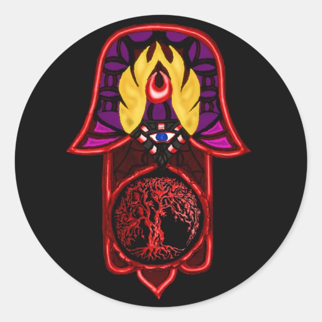 Adesivo Festa da Mão de Hamsa: Árvore da Vida 3 (Frente)