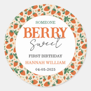 Adesivo Festa de 1º Aniversário Berry Sweet Morango