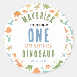 Adesivo Festa de 1º Aniversário do Dinossauro | Pré-histór