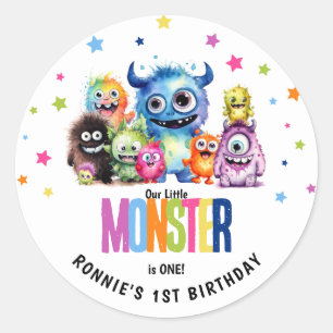 Adesivo Festa de 1º Aniversário do Nosso Pequeno Monstro