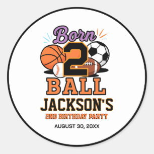 Adesivo Festa de 2º Aniversário de Tema Esportivo Born 2 B