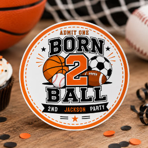 Adesivo Festa de 2º aniversário do menino de esportes Born