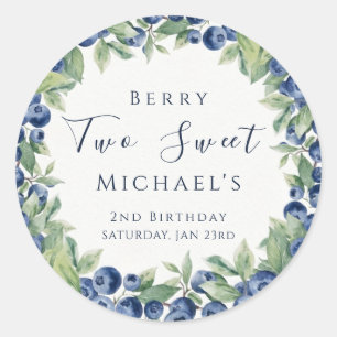 Adesivo Festa de 2 Anos Menino Two Sweet Berry Blueberry